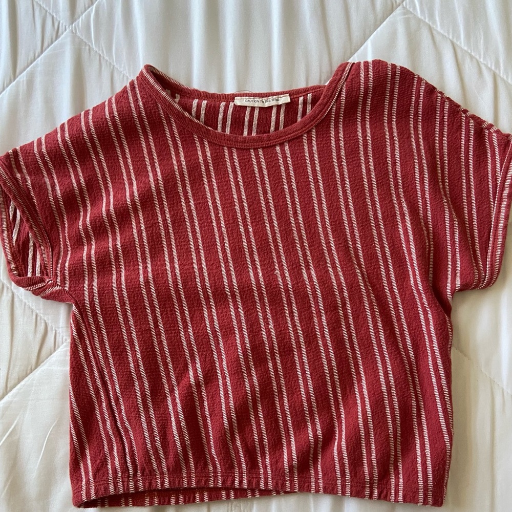 Caution to the Wind red- striped top